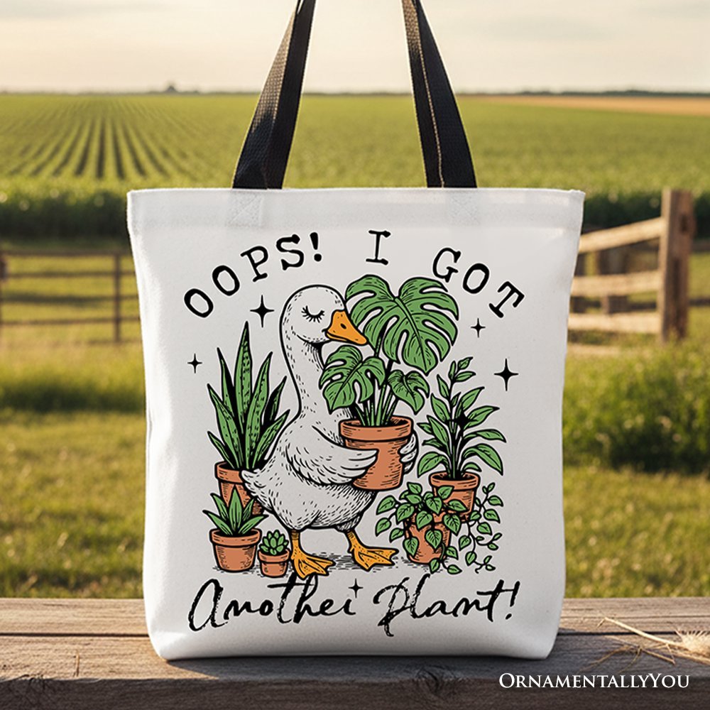 Oops I Got Another Plant Goose Canvas Tote Bag, Sarcastic Gardening Humor Gift