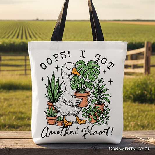 Oops I Got Another Plant Goose Canvas Tote Bag, Sarcastic Gardening Humor Gift
