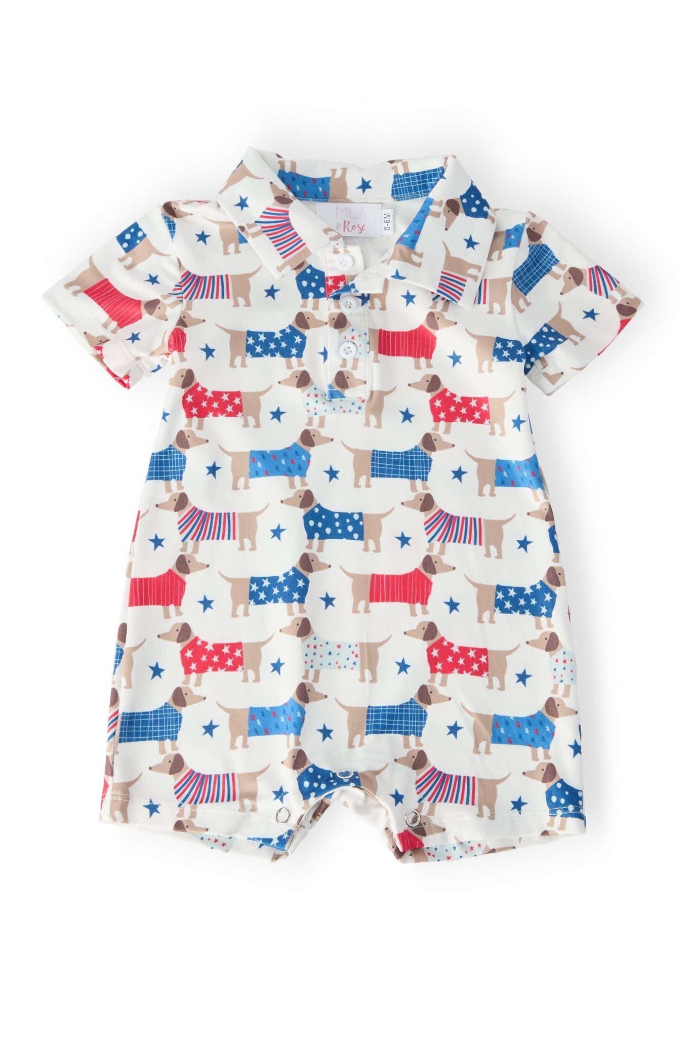 Patriotic Pups Polo Shorty One-Piece