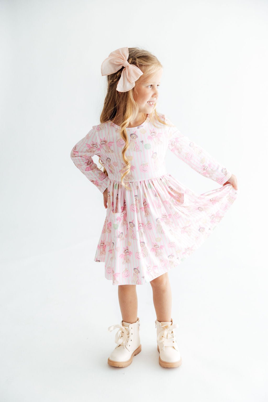 Pawsitively Spooky L/S Pocket Twirl Dress