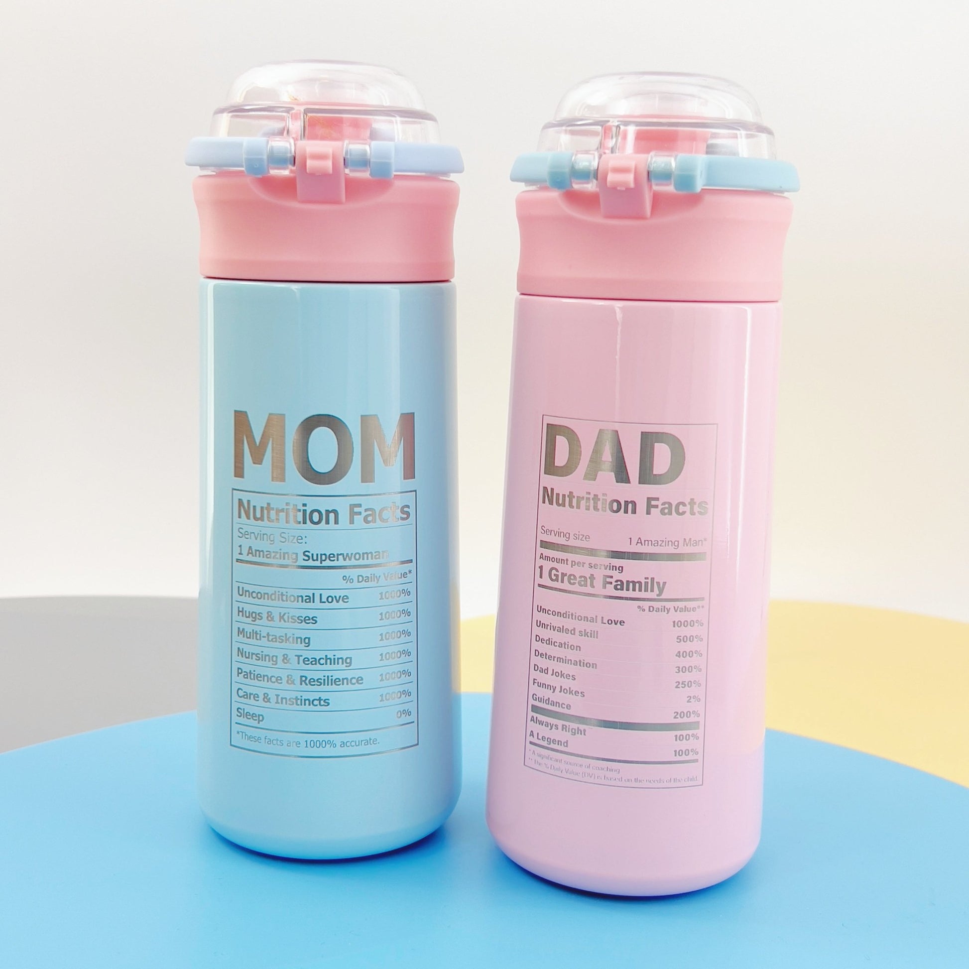 Personalized Kids Water Bottle Best Dad Amazing Mom Laser Engraved Insulated Stainless Steel Tumbler with Straw Handle 16.9 oz