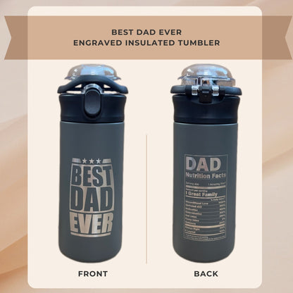 Personalized Kids Water Bottle Best Dad Amazing Mom Laser Engraved Insulated Stainless Steel Tumbler with Straw Handle 16.9 oz