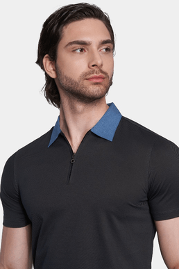 Mercerized Cotton Polo (Charcoal)
