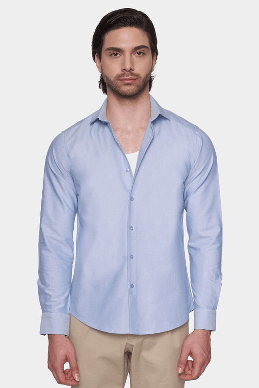 premium Cotton Dress Shirt (Light Azure) - Shaketea