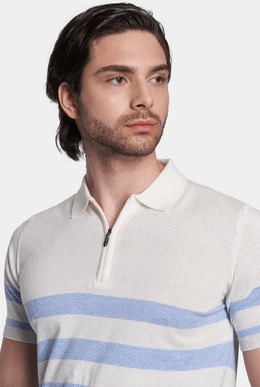The Quarter Zip Mercerized Cotton Polo (Sunrise) - Shaketea