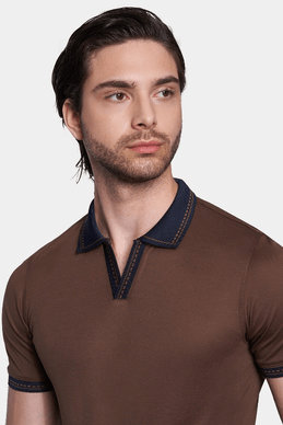 TheMercerized Cotton Open Polo (Chocolate) - Shaketea