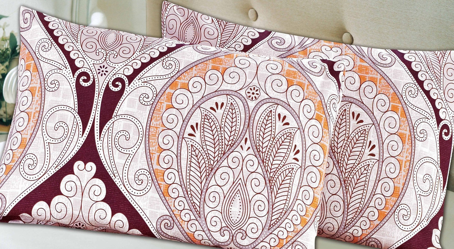 Tache Maroon Mandala Ivory Damask Pillowcases (2131-PC)