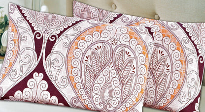 Tache Maroon Mandala Ivory Damask Pillowcases (2131-PC)