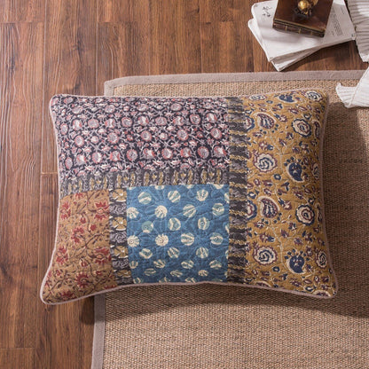 Tache Sunset Blooms Floral Quilted Patchwork Multi color Cotton Pillow Sham (JHW-825-Sham)