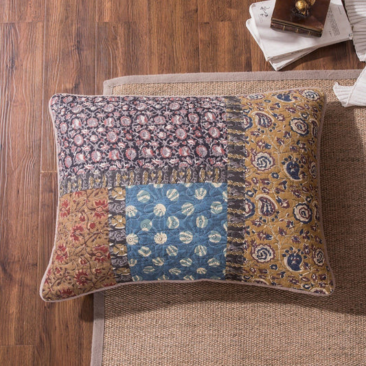 Tache Sunset Blooms Floral Quilted Patchwork Multi color Cotton Pillow Sham (JHW-825-Sham)