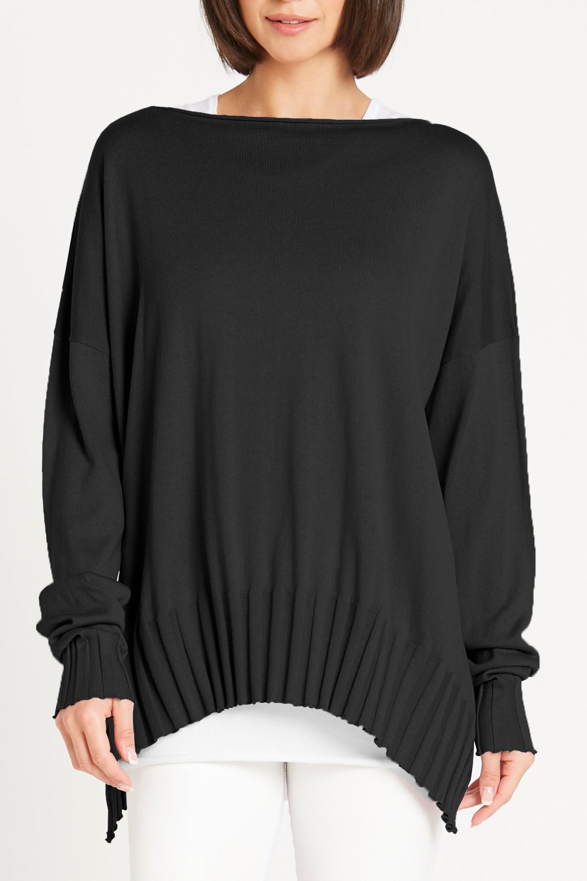 Pima Cotton Boatneck Rib - Black