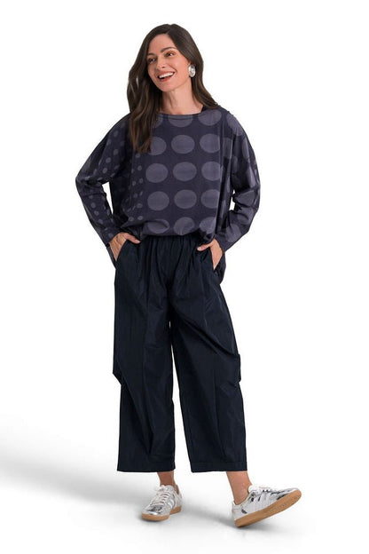 Pima Cotton Circles Luxury Boxy Tee - Midnight