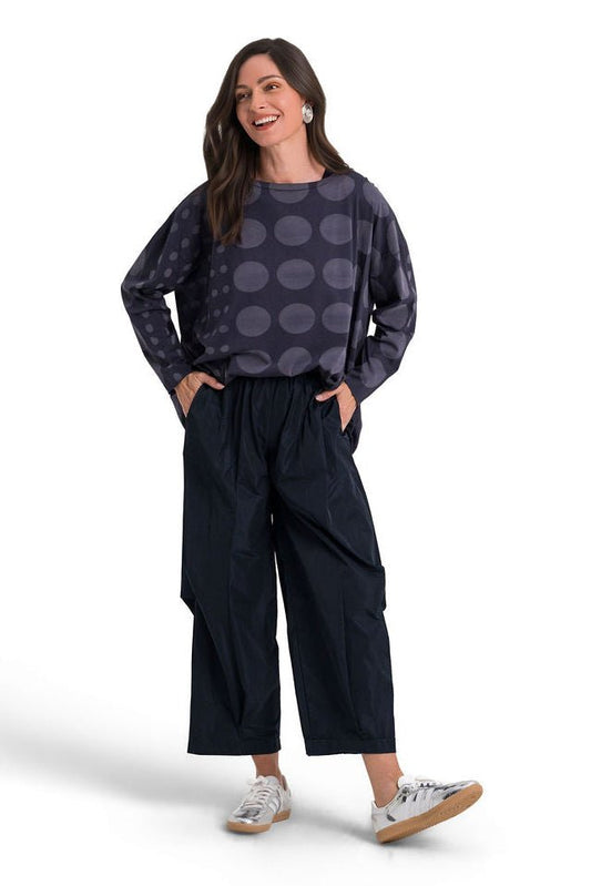 Pima Cotton Circles Luxury Boxy Tee - Midnight