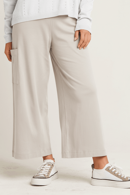 Pima Cotton Cropped Gaucho Pants - Putty