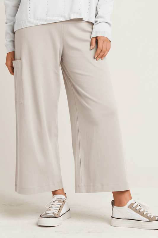 Pima Cotton Cropped Gaucho Pants - Putty
