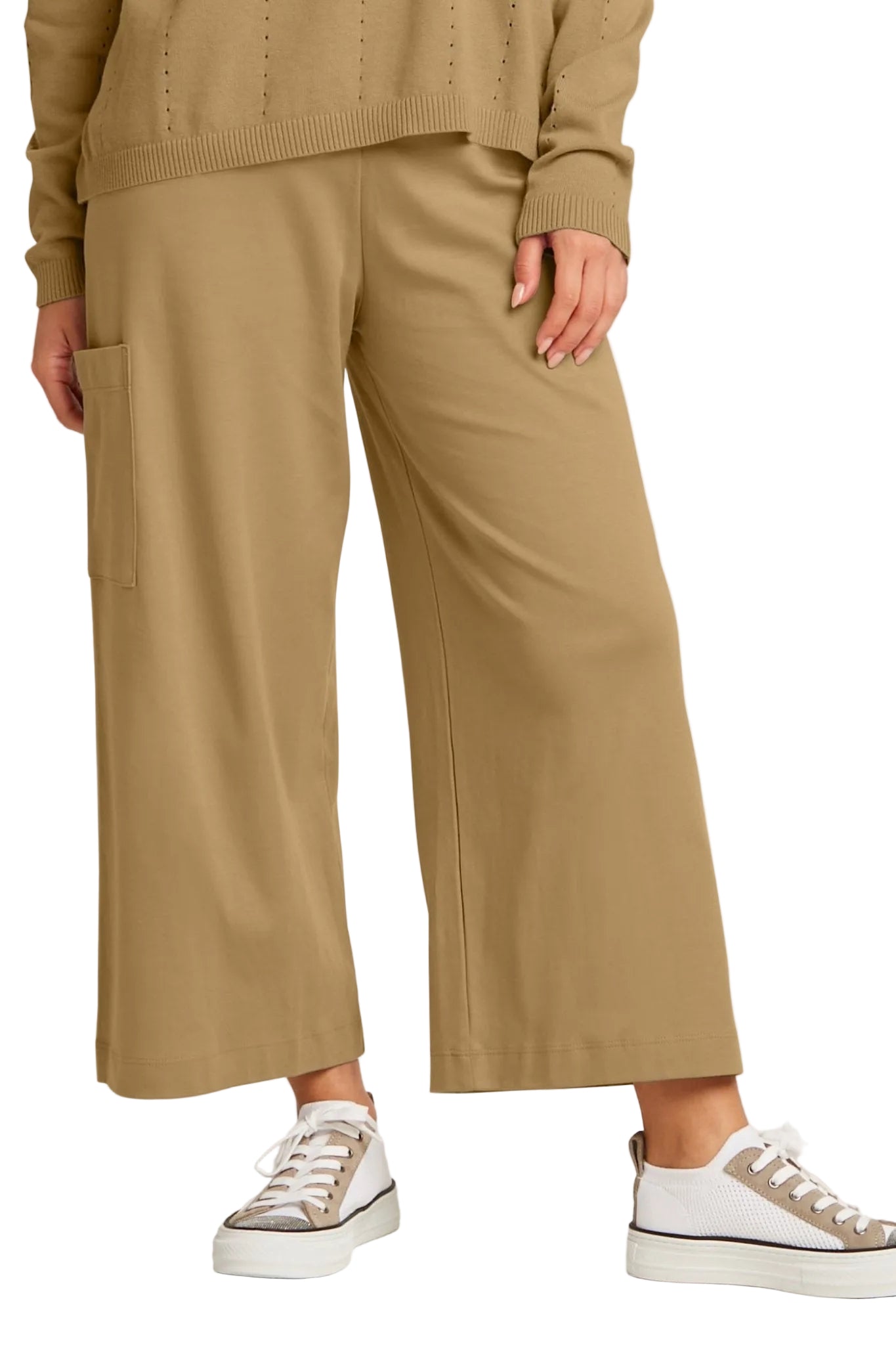 Pima Cotton Cropped Gaucho Pants - Walnut