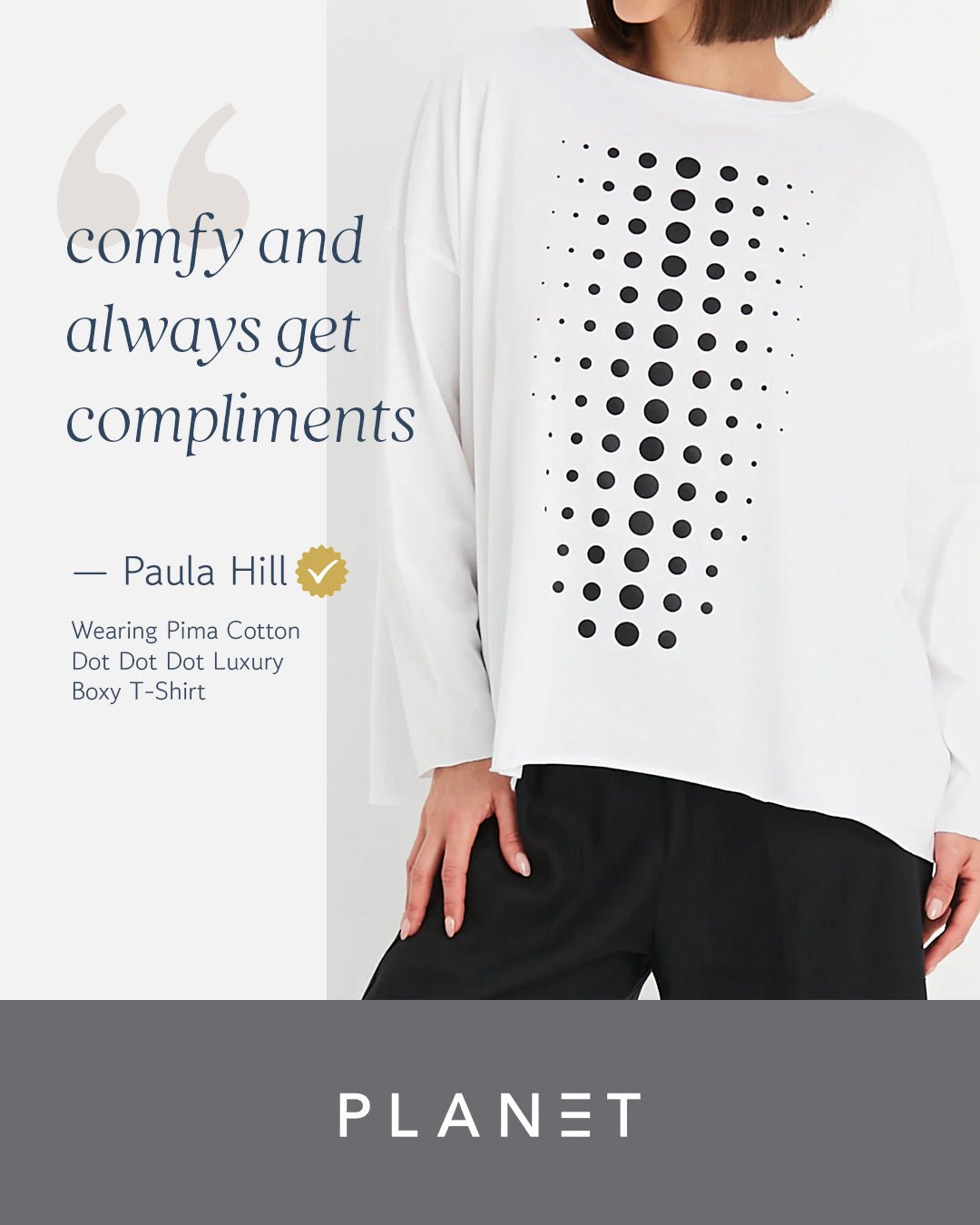 Pima Cotton Dot Dot Dot Luxury Boxy T-Shirt - Stone/Titanium