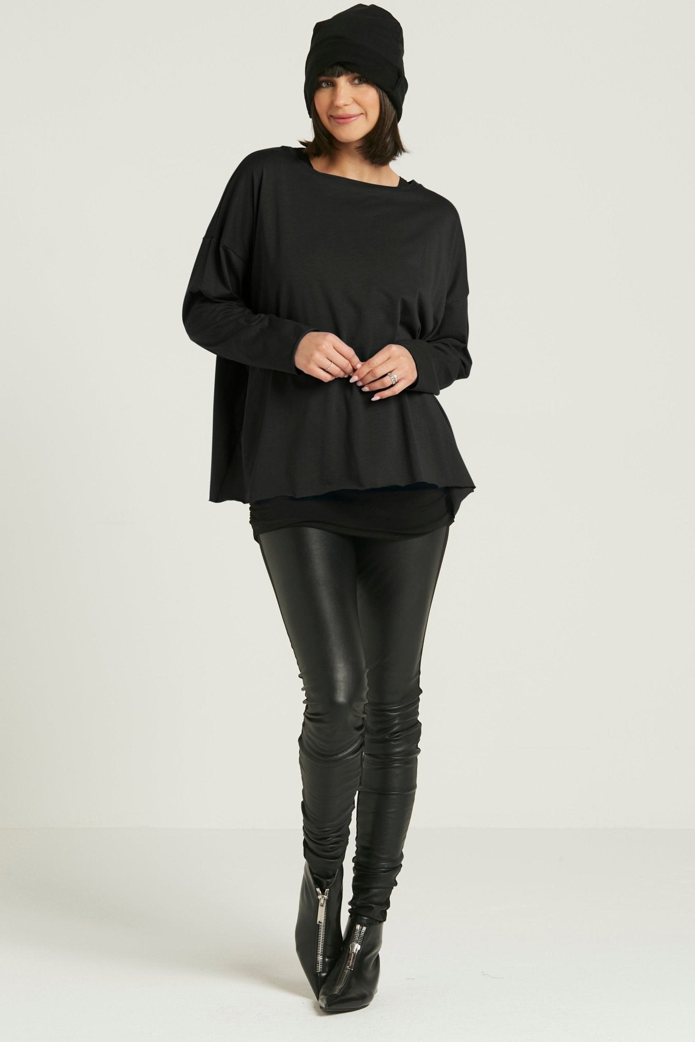 Pima Cotton Luxury Boxy T-Shirt - Black