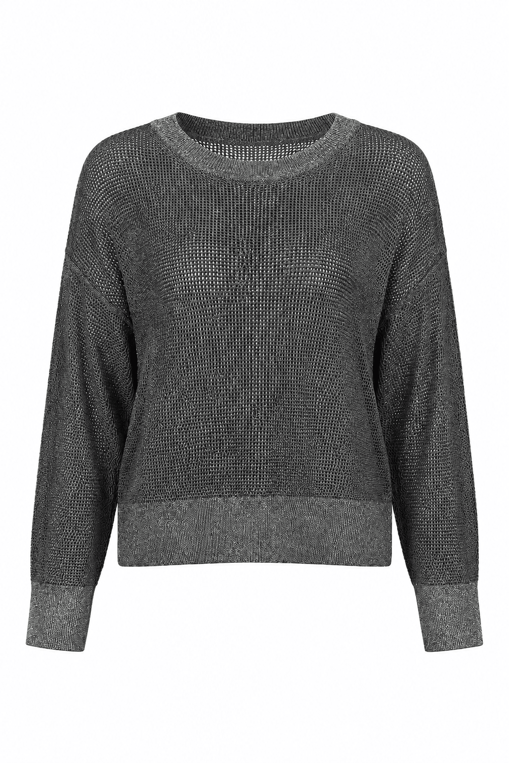 Pima Cotton Metallic Mini Seed Stitch - Asphalt/Silver