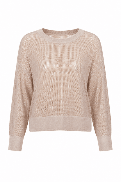 Pima Cotton Metallic Mini Seed Stitch - Blush/Silver
