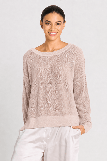 Pima Cotton Metallic Mini Seed Stitch - Blush/Silver