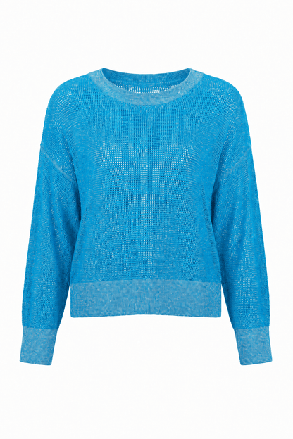 Pima Cotton Metallic Mini Seed Stitch - Capri/Silver