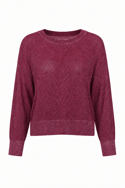 Pima Cotton Metallic Mini Seed Stitch - Crimson/Silver