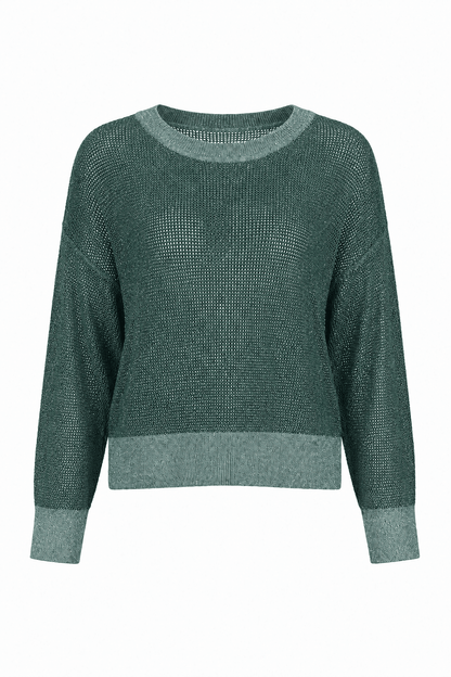 Pima Cotton Metallic Mini Seed Stitch - Evergreen/Silver