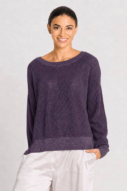 Pima Cotton Metallic Mini Seed Stitch - Plum/Silver