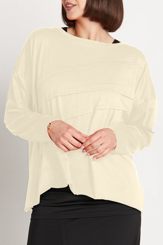 Pima Cotton Tucked Luxury Boxy Tee - Butter
