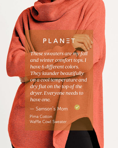 Pima Cotton Waffle Cowl Sweater - Crimson