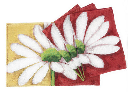 Tache Daisy Loves Me Not Floral Red & Yellow Tapestry Placemat Set (9046)