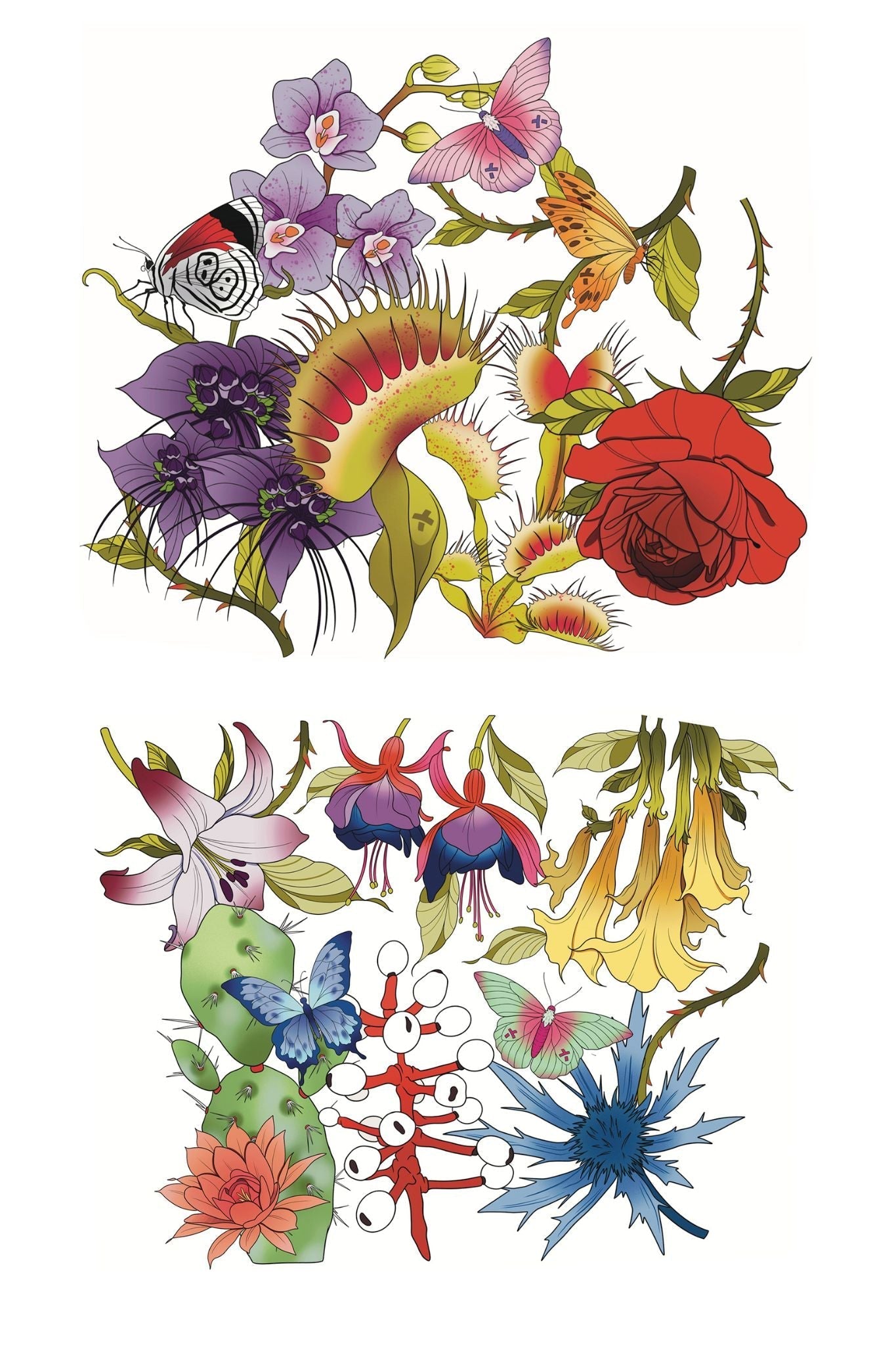 Poison Petals Full Sleeve Tattoo - Temporary Kids Tattoo Sleeve
