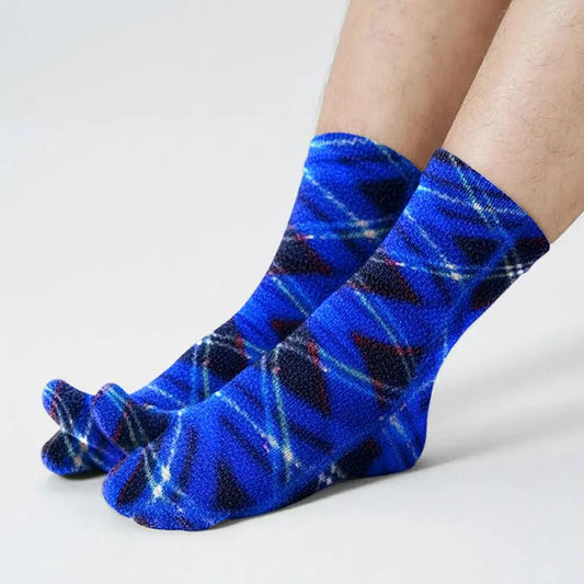 Polar Feet Fleece Tabi Socks - Blue Argyle