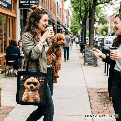 Poodle Iced Coffee Tote Bag, Funny Dog Parents Gift Shopper