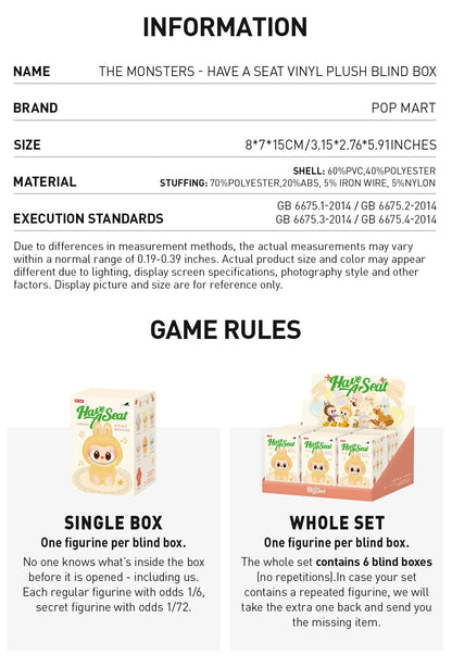 Pop Mart Labubu Have a Seat Blind Box