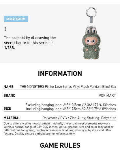 Pop Mart Labubu Pin for Love Series Blind Box (A-M) Yellow