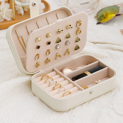 Portable Travel Jewelry Box Small PU Leather Organizer Case