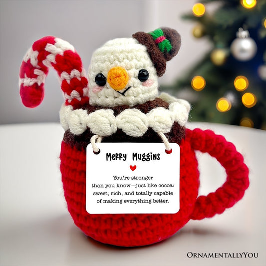 Positivity Hot Cocoa Marshmallow Crochet Support Doll, Christmas Encouragement Gift for Children and Adults