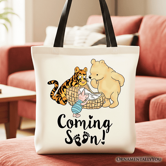 Pregnancy Announcement Winnie-the-Pooh Tote Bag 1926 A.A. Milne Baby Coming Soon Mom Gift Shopper