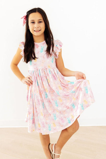 Preppy Peeps Flutter Sleeve Twirl Dress