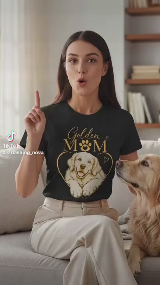 Golden Retriever Mom Graphic T-Shirt Cotton Women's Casual Dog Lover Top