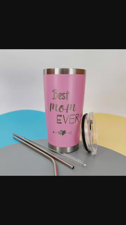 Best Mom Ever Tumbler,  20oz Stainless Steel, Personalized Birthday Mothers Day Christmas Gift for Moms