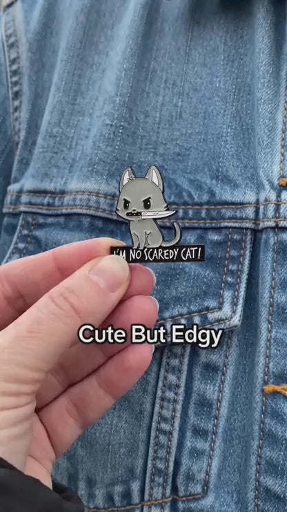 Cat Knife Enamel Pin – Bold Kitty Design for Bags and Jackets