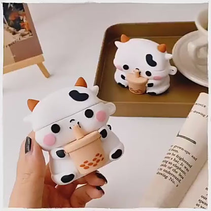 Boba Milk Cow Earphone Case Earbuds Case Cover Accessories for Airpods 1/2/3/Pro