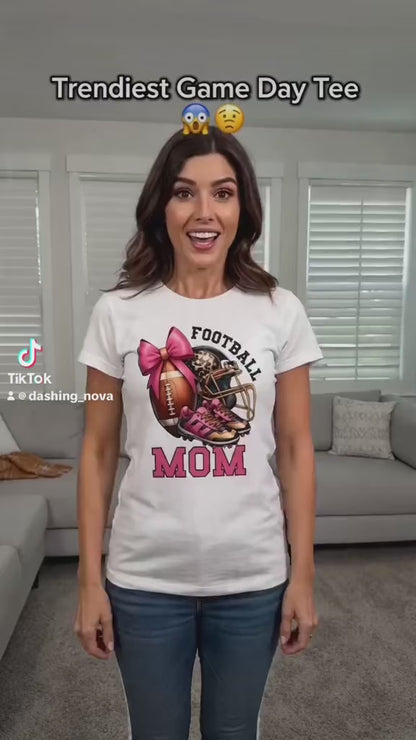 Football Mom T-Shirt 100% Ring-Spun Cotton Game Day Graphic Tee