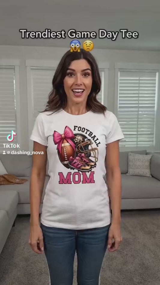 Football Mom T-Shirt 100% Ring-Spun Cotton Game Day Graphic Tee