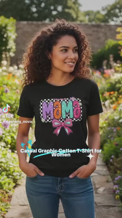 Womens Coquette Mama Shirt Cute Bow Graphic Mothers Day Gift Tee