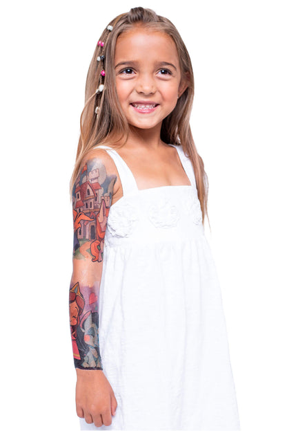 Princess Unicorn Full Sleeve Tattoo - Temporary Kids Tattoo Sleeve