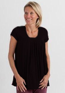 Clearance Women's Bamboo Viscose Pleated Lounge Top Black - Shaketea